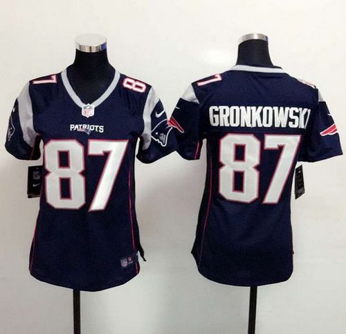 Nike Patriots #87 Rob Gronkowski Navy Blue Team Color Women's Stitched NFL New Elite Jersey - Click Image to Close